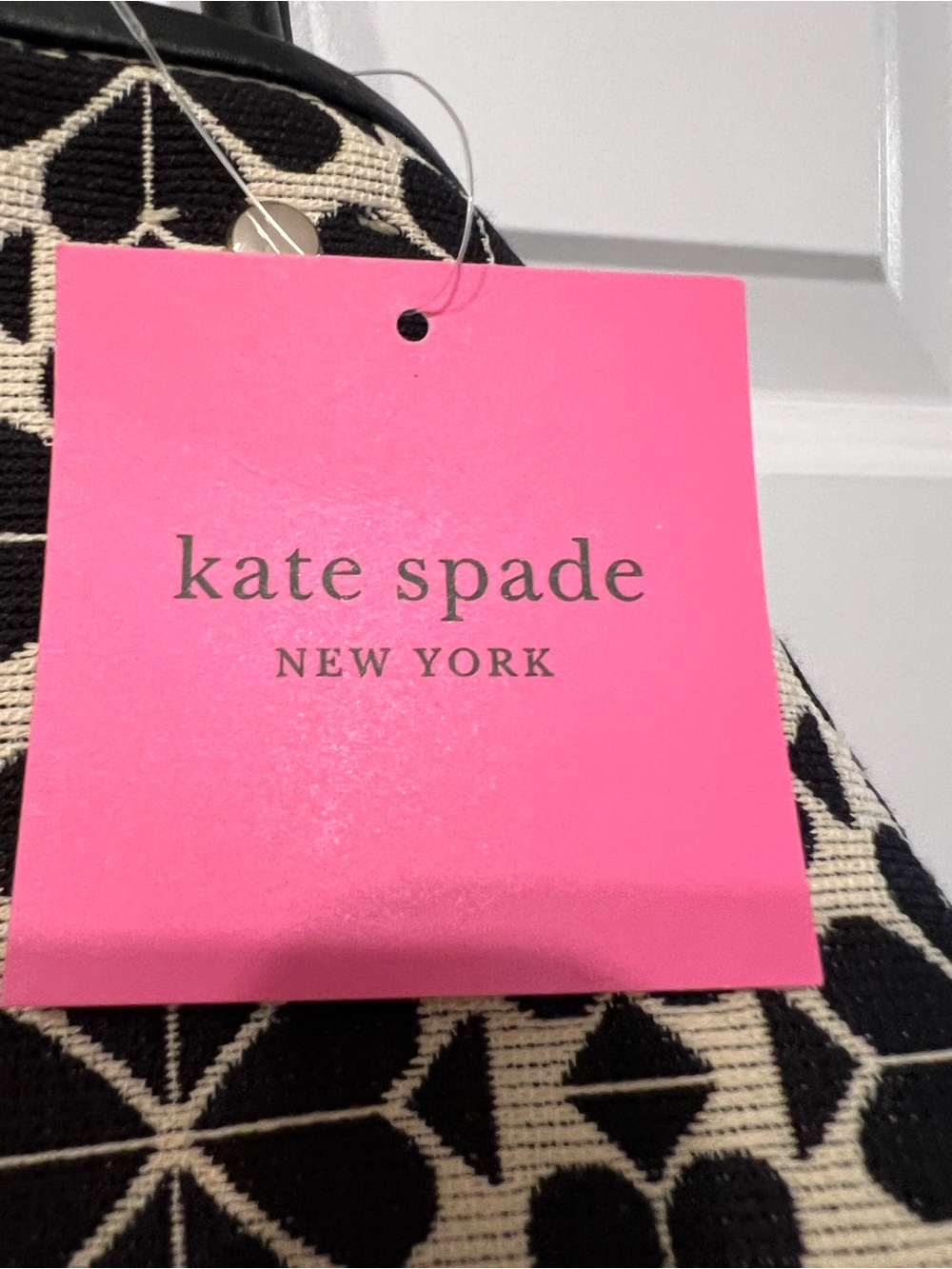kate spade (Rare) Black & Cream spade floral Tote with Red Center Stripe - Picture 2 of 16